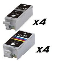 8 x PGI-35 CLI-36 COLOUR & BLACK INK CARTRIDGES FOR CANON PIXMA IP100 IP100