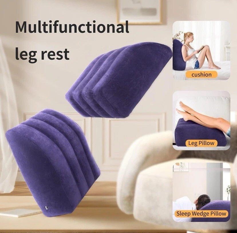 Almohada de cuña inflable XL azul para viajes y uso doméstico/camping/quirúrgico  Foto 2 de 4