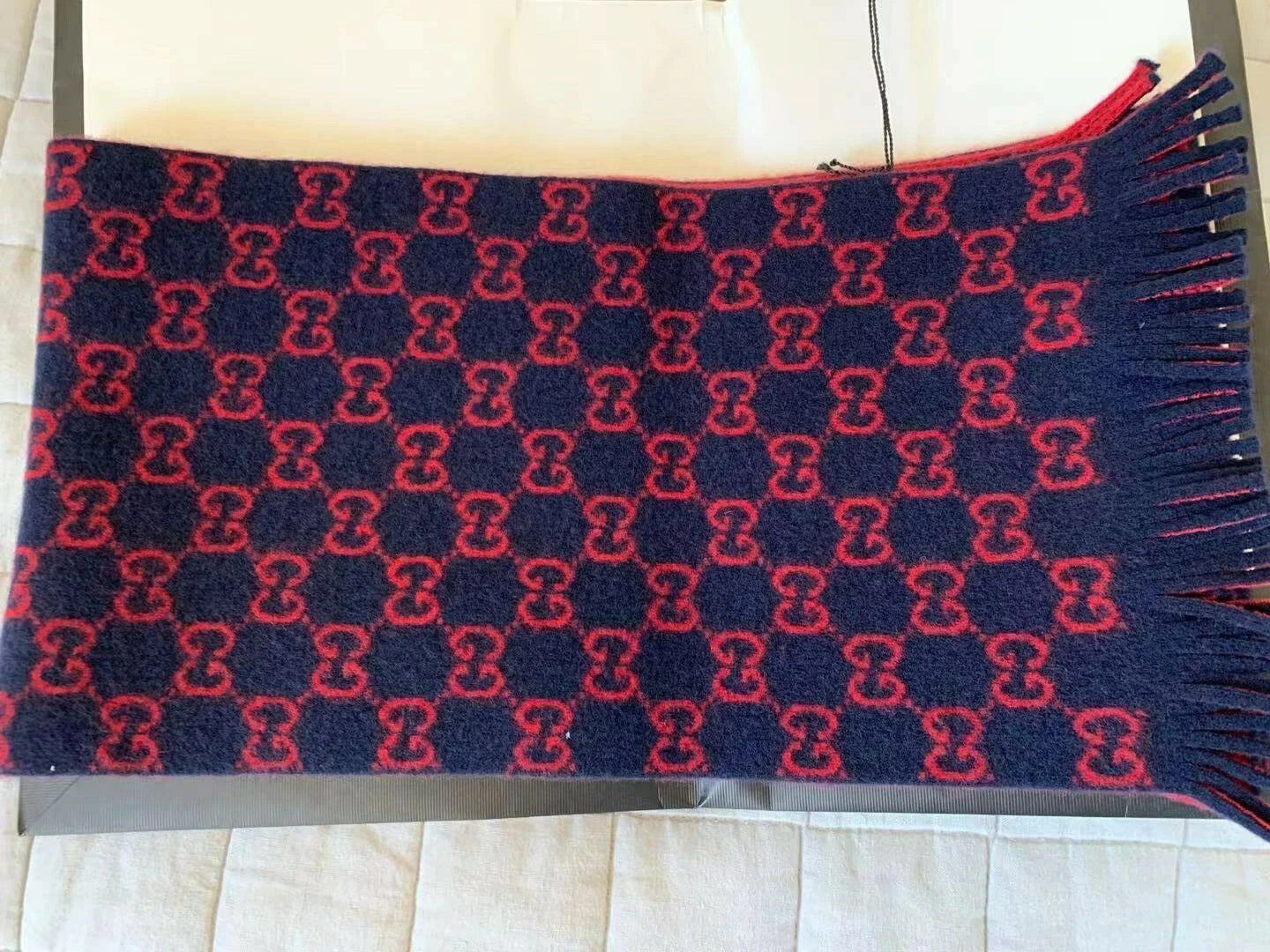 Foulard Gucci 100% laine neuf avec étiquette ~ 25*180~ROUGE & CULTURE MARINE