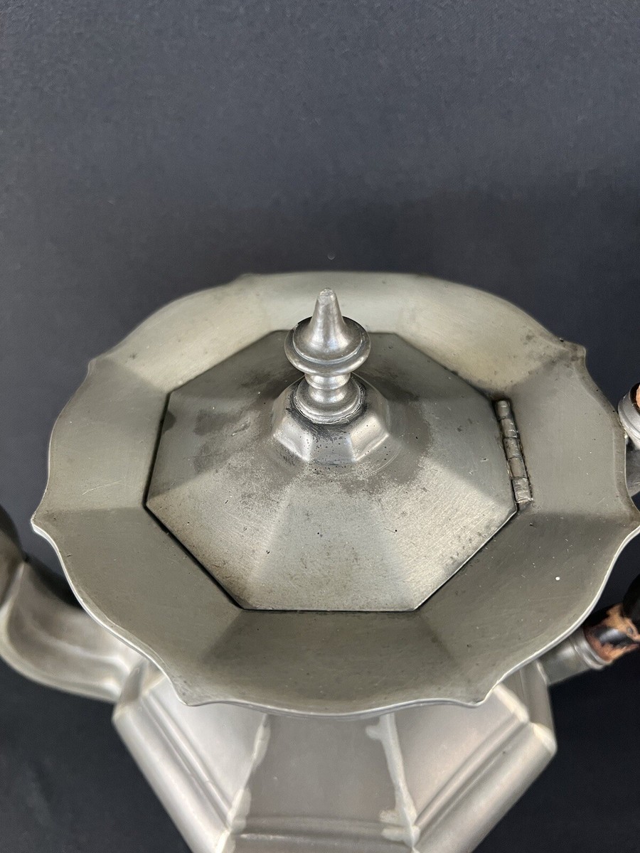 ミニチュアハウス REED & BARTON 陶器製 ４個 Antique 1840 Leonard Reed & Barton pewter teapot with wooden