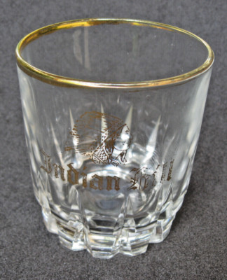 1 Whiskyglas, Indian Hill  Sehr selten  Goldener Rand Schrift und Indianerkopf