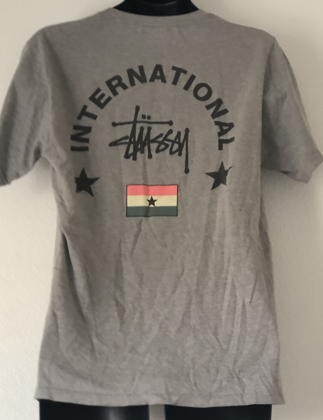 VTG. Men’s Stussy International Flag Hip Hop Punk Skate BMX Hi Fashion T-Shirt M