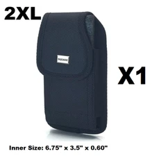 2XL RUGGED CELL PHONE VERTICAL POUCH WITH METAL CLIP AND BELT LOOP HOLSTER