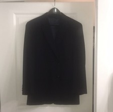 Jos A Bank 42L Mens Wool Navy Blue Suit Sport Coat Jacket Blazer Gold Buttons
