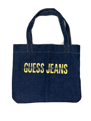 Vintage Denim Guess Jeans Large Tote Shoulder Bag 90s New Without Tags USA 