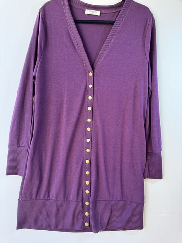 Women's Classic Snap Button Front V-Neck Long Sleeve Cute Knit Sweater Cardigan - Picture 2 of 8