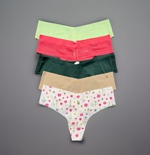 5-Pack Victoria s Secret sz M No-Show Thong String Panty Bundle Set Lot