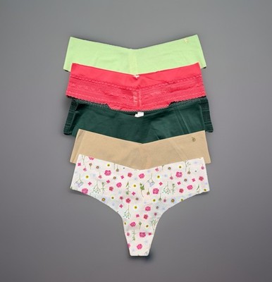 5-Pack Victoria s Secret sz M No-Show Thong String Panty Bundle Set Lot