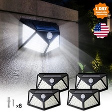 4x Solar Power Wall Light 100 LED Outdoor PIR Motion Sensor Security Garden Lamp