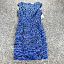 Calvin Klein Sheath Dress Zebra Print Surplice V-Neck Lapis Blue Black 4 Womens