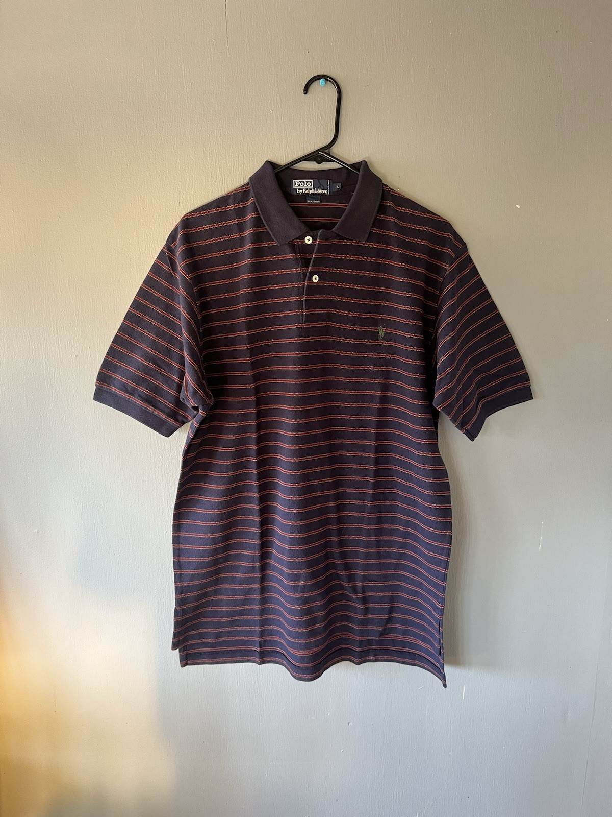 Polo uomo Ralph Lauren camicia rossa a righe taglia LG cotone golf pony logo classico