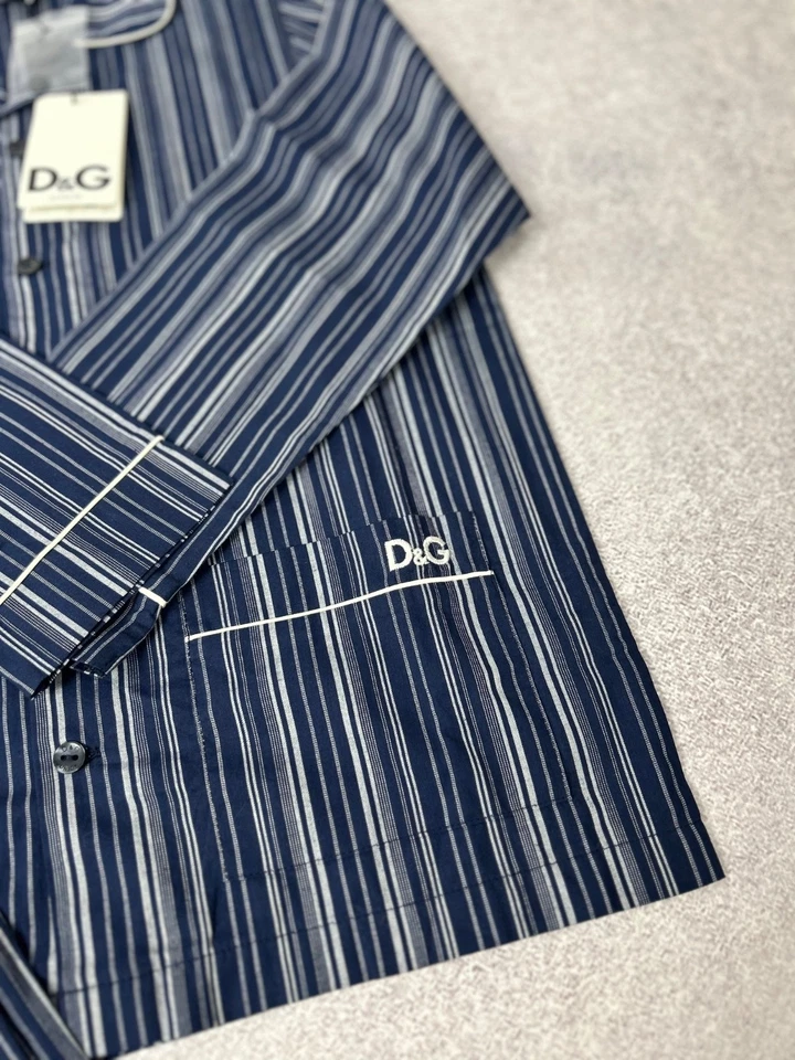 Dolce & Gabbana Junior Niños Pijama Conjunto Azul Rayas 100% Algodón Hecho en Italia Nuevo Foto 4 de 4