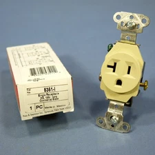 Pass & Seymour 5351-I Ivory 20A Single Receptacle Outlet 125V 5-20R Spec Grade