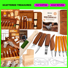 24Pcs Wood Carving Tools Set, Whittling Knife Kit with Templates  Basswood Bloc
