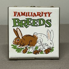 Vintage Trivet Bunny Rabbit Familiarity Breeds Ceramic Tile Lego Japan