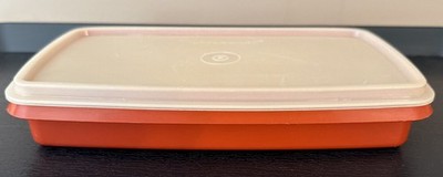 Vintage Tupperware Red Paprika Deli Meat Cheese Keeper 816-14 & 817-20- 5.5X9.5''
