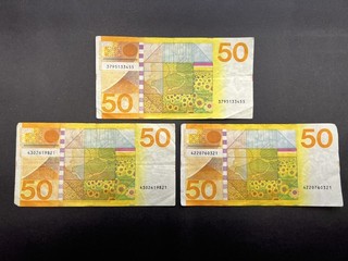 Niederlande 50 Gulden Vintage Banknotensatz (3) LOT: 2607 025