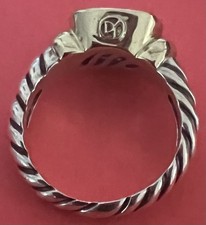 David Yurman Sterling Silver 14k Yellow Gold Blue Topaz Cable Ring Size 7".