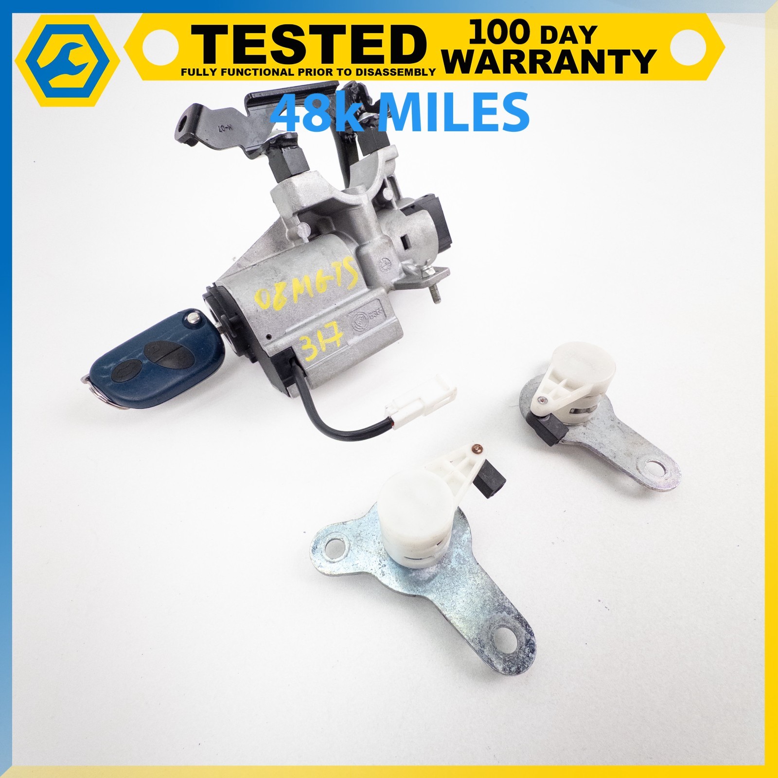 05-19 MASERATI GRANTURISMO STEERING LOCK IGNITION SWITCH KEY W/ BRACKET SET OEM