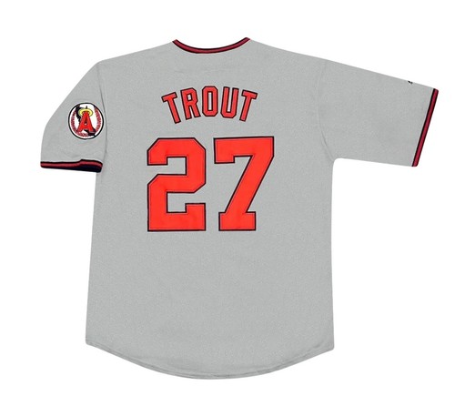Mike Trout California Angels Cooperstown Grey Road Jersey w/ Patch Mens Large