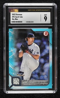 2022 Bowman Sky Blue Border 376/499 Gerrit Cole #95 0ji1