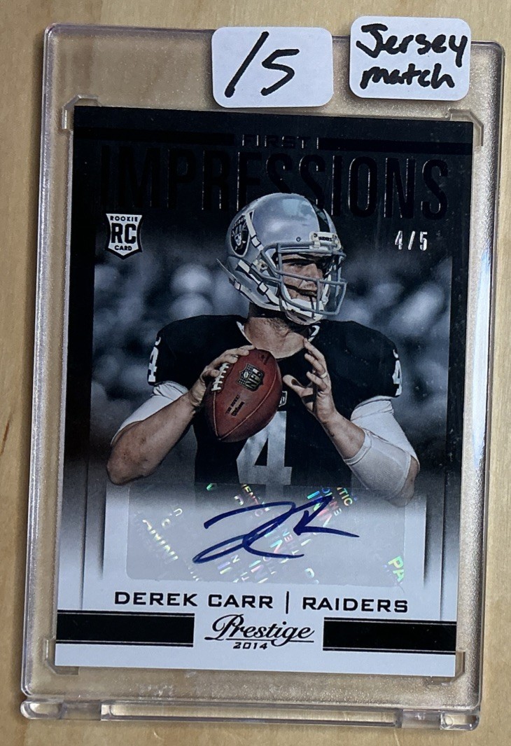 Derek Carr Panini Prestige First Impressions Autographs #FIDC Base
