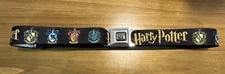 Buckle-Down Harry Potter Seatbelt Belt With Hogwarts House Crests & Logo Design