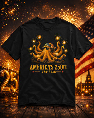 Women's Americas 250th 1776-2026 Patriotic Octopus 4th of July V-Neck T-Shirt