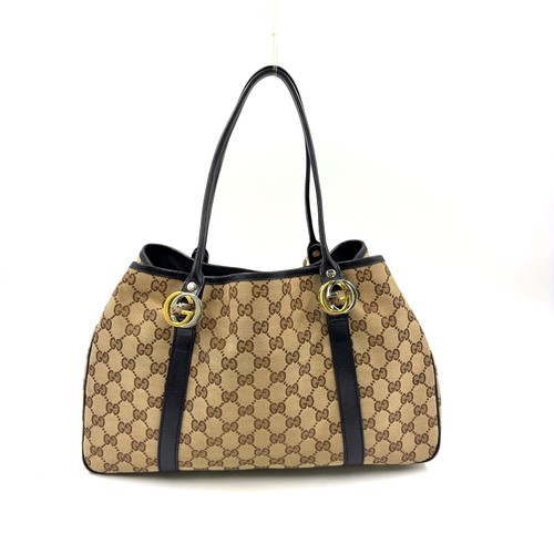 GUCCI GG Twins tote bag Brown Leather Canvas 232957