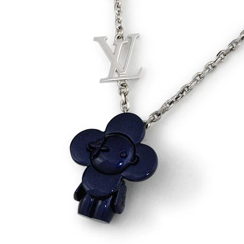 Authentic Louis Vuitton Vivienne metal necklace MP3194 logo mark design pendant
