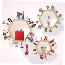 Hexagon Tonies Shelf Magnetic - Tonies Storage Shelf Set of 3 for Kids Wood