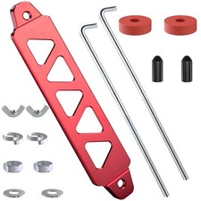 Red Battery Hold Down Bracket 8.5 Inch Aluminum Alloy Tie Down for Most Car Batt
