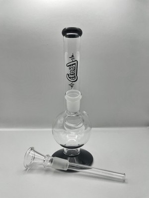 17 cm Glasblase Wasserpfeife - rollend laut - schwarz - 14,4 mm Glasunterrohr