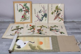 Konvolut Seidenstickereien Rollbild China Japan (MVL7796)
