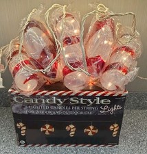 Costco Candy Cane Blow Molds 5 Candy Style Lighted String Lights 887694 Tested