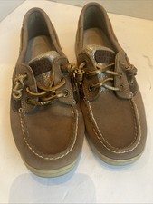Sperry Shoes Women  s Angelfish glitter 3 Eye Boat Gold Brown Size 6 M