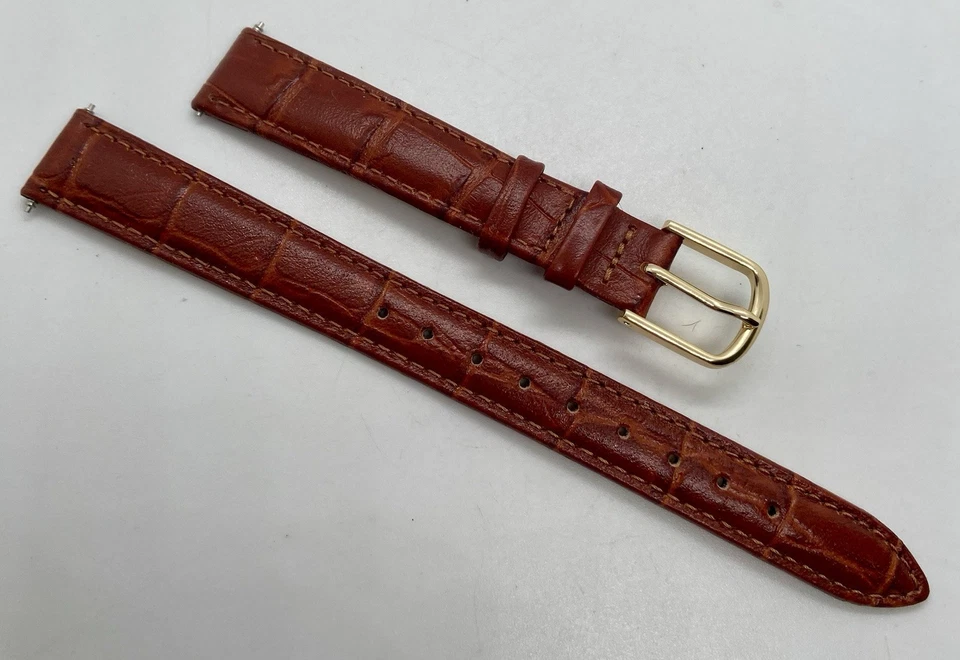 Correa de reloj TIMEX y Voguestrap miel (mediana Marrón) Hebilla Dorada 14mm Tacos - LARGOS Foto 4 de 4