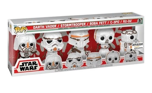 Funko Pop! Star Wars Christmas Holiday Snowman 5-Pack, Boba Fett, R2-D2, Vader