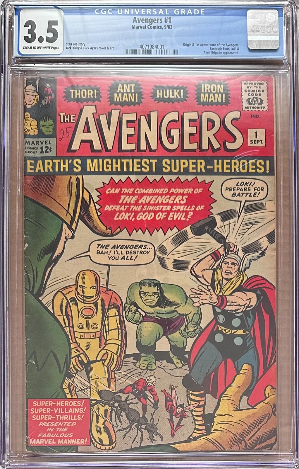 Avengers #1 CGC 3.5  1963 Marvel Comics 1st app. the Avengers