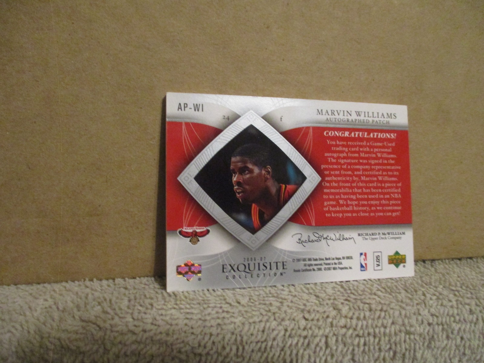 2006-07 UPPER DECK EXQUISITE MARVIN WILLIAMS #AP-WI GAME WORN PATCH AUTO 57/100 view 15