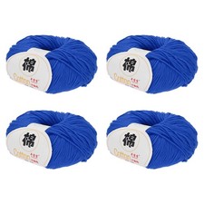 Cotton Yarn, Soft Knitting Yarn 4 Packages of 200g/7.05oz/ Dark Blue