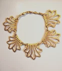 Vintage Choker Necklace Hammered Gold Toned Egyptian Style Costume Jewelry 16"