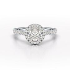 Lab Grown Halo Pave Engagement Ring Round Cen...