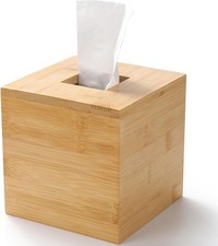 Bamboo Tissue Box Cover Square Wood Tissue Box Holder Wooden Facial Paper Holder