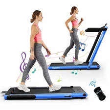 SuperFit 2.25HP 2 in 1 Folding Treadmill W/ APP Control Speaker Remote Control