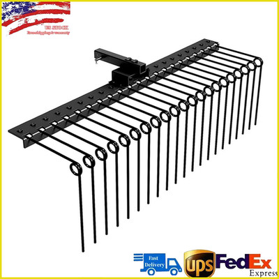 48'' Pine Straw Rake w/ 21 Tines Fits 2'' Receiver for ATV/UTV & Lawn Tractors