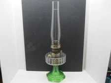 Antique Aladdin Corinthian B-105 Clear Font Green Foot Oil Lamp 1935-36 complete