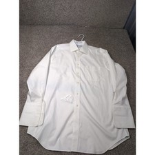 Paul Fredrick Mens White Non-Iron Cotton Pinpoint Dress Shirt French Cuff 16.5