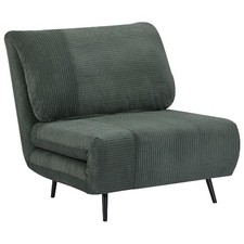 DecHome Poltrona Letto Singola Regolabile Struttura Legno e Acciaio Verde Scuro