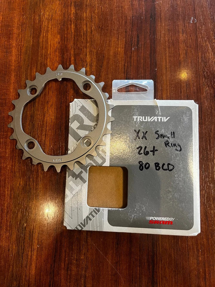 NOS 26T TRUVATIV SRAM XX Gray ALUMINUM 4 BOLT Chainring 80mm BCD for MTB Double - Image 3 of 3